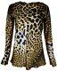 Authentic Yves Saint Laurent Leopard Silk Print Long Sleeve Top Blouse Fr 38 S