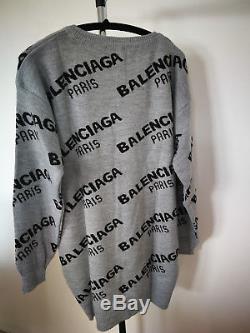 BALENCIAGA Women`s Blouse Sweatshirts Hoodies Cotton Long Sleeve Tops Gray