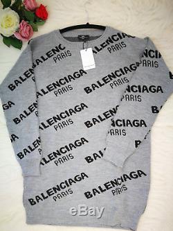BALENCIAGA Women`s Blouse Sweatshirts Hoodies Cotton Long Sleeve Tops Gray
