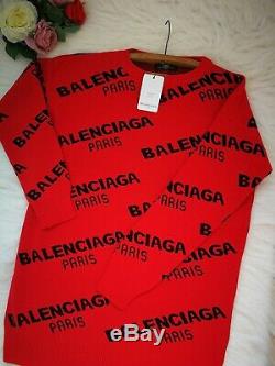 BALENCIAGA Women`s Blouse Sweatshirts Hoodies Tops Cotton Long Sleeve Red Shirts