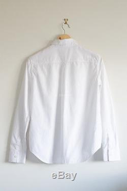 BALENCIAGA cotton button down shirt blouse top long sleeve white collared 34