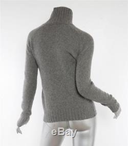 BALMAIN Womens Gray CASHMERE Turtleneck Long-Sleeve Ribbed Sweater Top 4-36