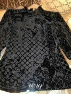 BALMAIN X H&M Silk-Blend Black Velvet Top Turtleneck Long Sleeve Blazer Size 12