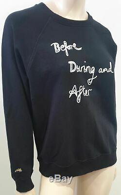 BELLA FREUD Black 100% Cotton Embroidered Long Sleeve Sweater Sweatshirt Top M