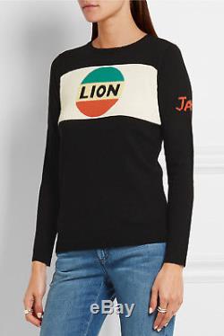BELLA FREUD Lion Stripe Intarsia Jumper Black Graphic Long Sleeve Sweater Top S