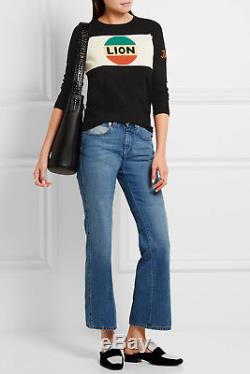 BELLA FREUD Lion Stripe Intarsia Jumper Black Graphic Long Sleeve Sweater Top S