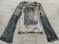 BNWOT SAVE THE QUEEN grey & gold shades top with lace on long sleeves UK10-12