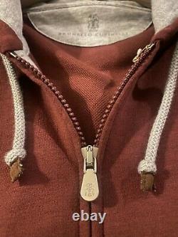 BNWT Brunello Cucinelli Hooded Top Size M Burgundy RRP £665.00