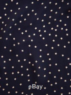 BNWT REALISATION PAR'the bianca' navy star top long sleeve silk tie front XXS