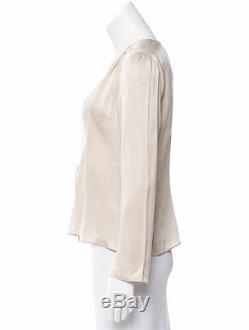 BNWT REALISATION PAR'the bianca' silver top long sleeve silk satin tie front S