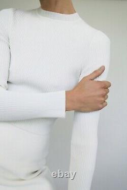 BNWT SCANLAN THEODORE crepe knit rib sweater long sleeve cream off white top XS
