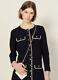 Bn Sandro Paris Crop Knitted Cardigan Top Size1 Au6-8 Navy $550