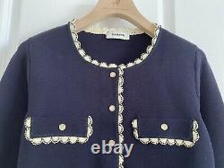 BN Sandro Paris Crop Knitted Cardigan Top Size1 AU6-8 navy $550