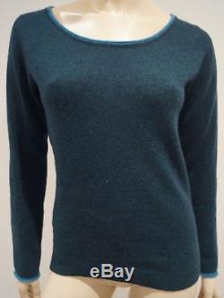 BRORA Navy Blue Pure Cashmere Scoop Neck Long Sleeve Jumper Sweater Top UK10