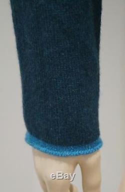 BRORA Navy Blue Pure Cashmere Scoop Neck Long Sleeve Jumper Sweater Top UK10