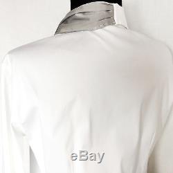 BRUNELLO CUCINELLI Women Long Sleeve Shirt SILK Slim Top Pleated White Gray M L
