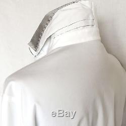 BRUNELLO CUCINELLI Women Long Sleeve Shirt SILK Slim Top Pleated White Gray M L
