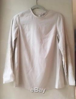 BRUNELLO CUCINELLI Womens Small Stretch Silk Top Embellished Long Sleeves