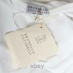 BRUNELLO CUCINELLI Womens White Beaded V-Neck Long Sleeve Top Sweater M NEW