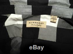 BURBERRY Blue Check Shirt Long Sleeve Somerton Stretch Cotton Top Sz XL