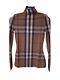 Burberry Ladies Brown Check Turtleneck Long Sleeve Stretch Jersey Top Xs New