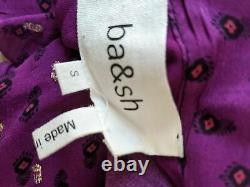 Ba&sh Cabri Printed Keyhole Silk Chiffon Long-Sleeve Top in Purple Small