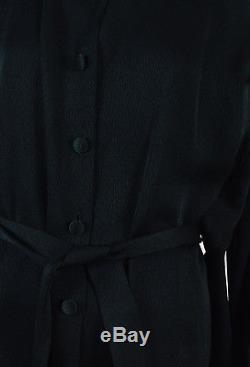 Balenciaga Black Long Sleeve Buttoned Slit Shoulder Belted Top SZ 42