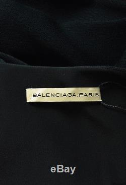 Balenciaga Black Long Sleeve Buttoned Slit Shoulder Belted Top SZ 42