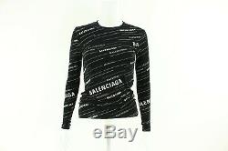 Balenciaga Women's Black Logo Long Sleeved Top T Shirt Size S