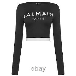 Balmain Logo Long Sleeve Crop Top
