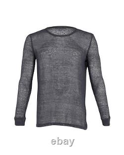 Balmain Long Sleeve Knitted Mesh Top in Black Cotton INTM