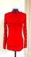 Balmain Long Sleeve Red Embellished Button 100% Cotton Jersey Top Size French 38