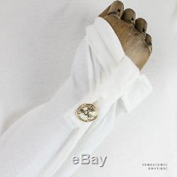 Balmain White Roll Neck Gold Eagle Crest Buttoned Long Sleeve Top FR38 UK10