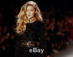 Balmain x H&M Limited Edition Black Velvet Longsleeve Luxury Top with Gold Zips