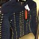 Balmain X H&m Navy Blue And Gold Braided Rope Top Women's Size Eur36 Us6