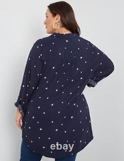 BeMe Plus Size Womens Tops Long Sleeve Half Placket Shirt