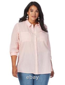BeMe Plus Size Womens Tops Long Sleeve Stripe Shirt