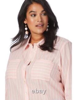 BeMe Plus Size Womens Tops Long Sleeve Stripe Shirt