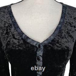 Betsey Johnson Vintage Top Large Black Crushed Velvet Stretch 35 Bust USA