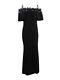 Betsy & Adam Women's Lace-trim Off-the-shoulder Gown (6, Black)