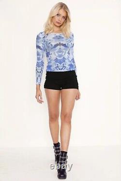 Blackmilk'RORSCHACH BLUE SHEER LONG SLEEVE TOP' Size Large L NWT