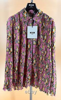 Blouse Top Shirt MSGM Camicia Size UK 10 IT 42 Crinkle Pleated Texture Floral