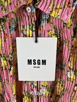 Blouse Top Shirt MSGM Camicia Size UK 10 IT 42 Crinkle Pleated Texture Floral