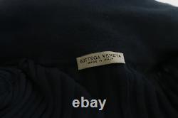 Bottega Veneta Knit Top Navy Sheer Rib Size 40 Long Sleeve Collared Sweater