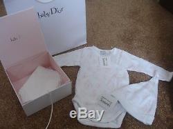Brand New Baby Christian Dior Girls Long Sleeve Top + Hat Gift Set 6 Months