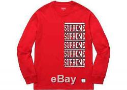 Brand New Men's Supreme Stacked Long Sleeve Top T Shirt Red Ss18 Medium