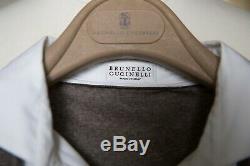 Brunello Cucinelli Long sleeve Top with Monili Embellishment Brown White Size S