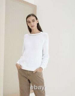 Brunello Cucinelli Sweater Monili Trim White Top size S