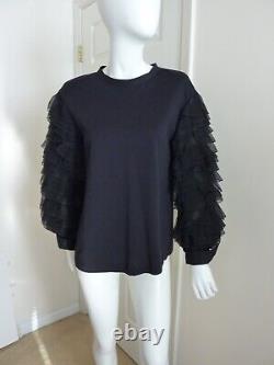 Brunello Cucinelli Tiered Ruffle Long Sleeve Top SizeM NWT