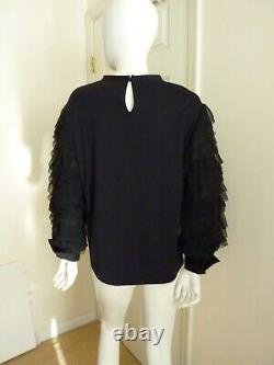 Brunello Cucinelli Tiered Ruffle Long Sleeve Top SizeM NWT